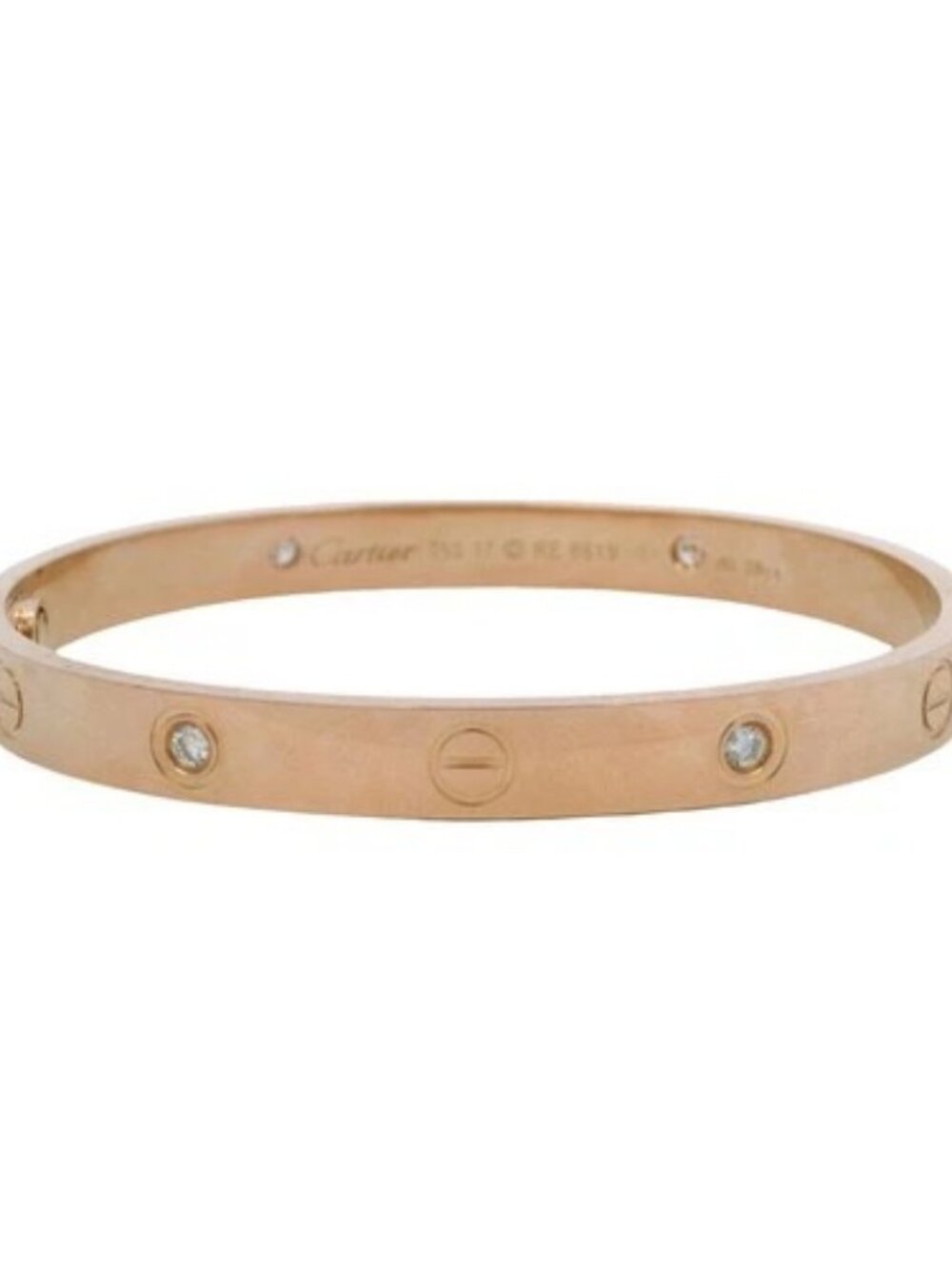 Custom Cartier 18kt Rose Gold 0.28ctw Diamond Screw Love Bracelet 17 Screwdriver